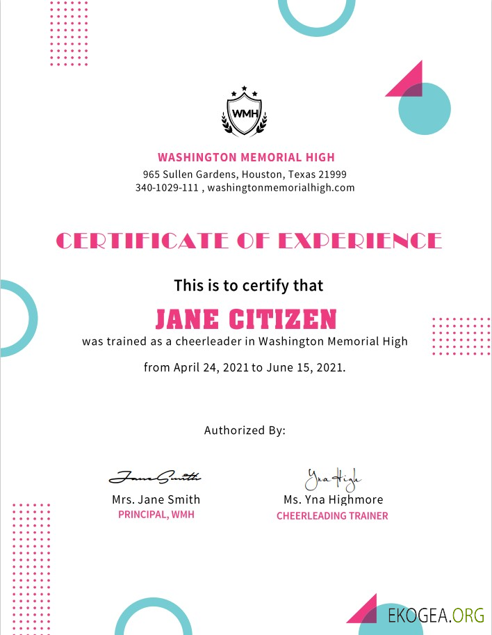 Certifié de pom pom girl des États Unis